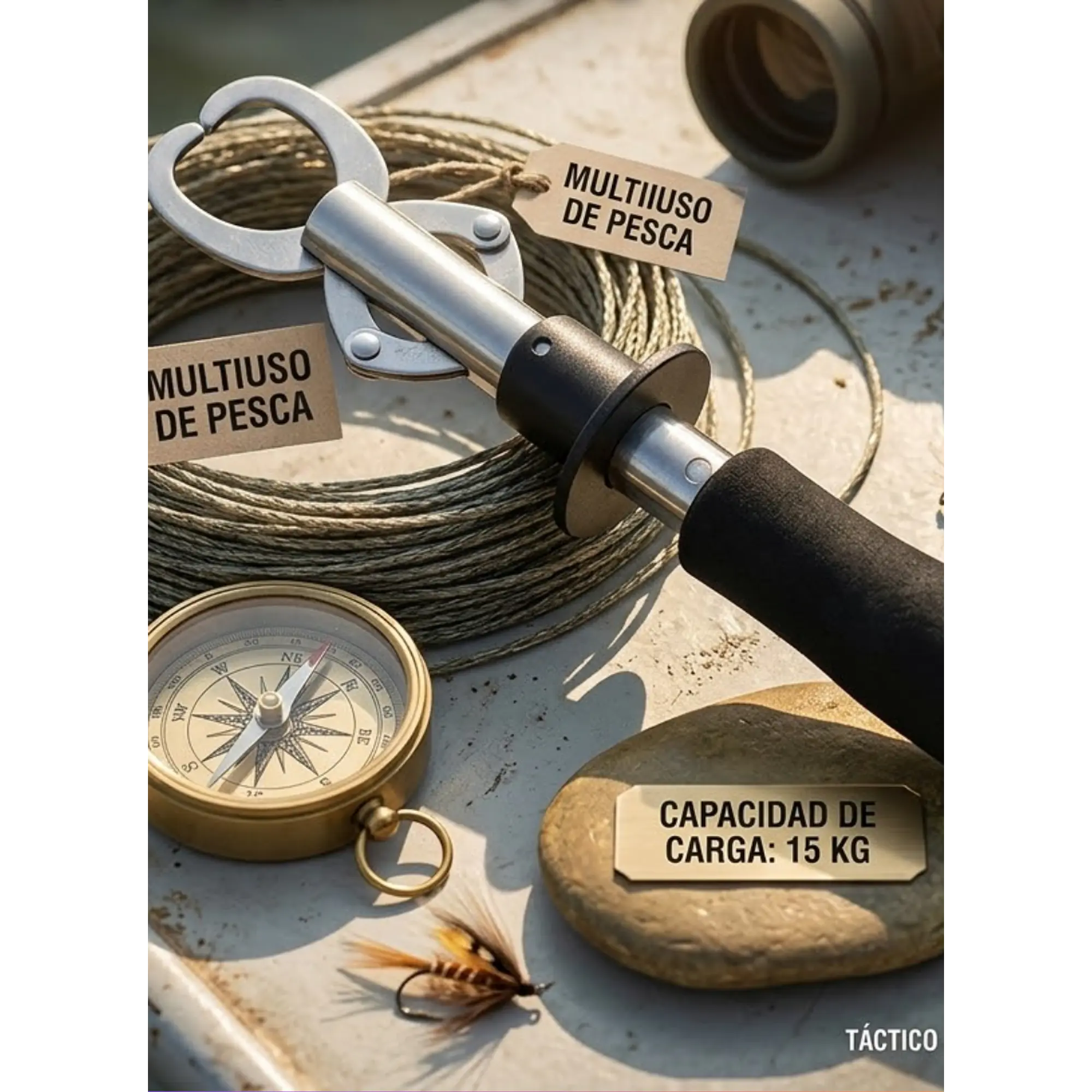 GANCHO PESCA INOXIDABLE 15 KG ACERO - DEPORTE 1