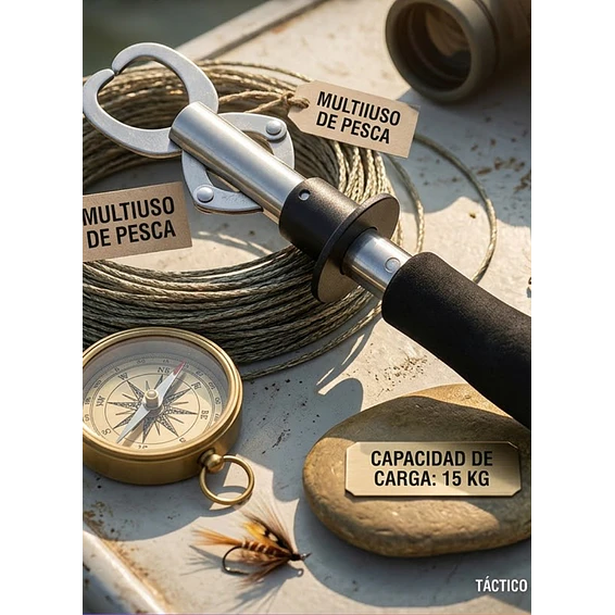 GANCHO PESCA INOXIDABLE 15 KG ACERO - DEPORTE 1