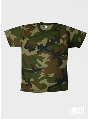 Polera Manga Corta Poliester Camuflaje Militar