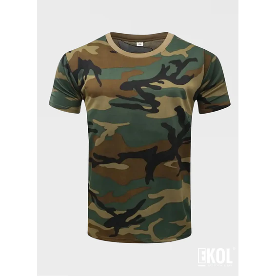 Polera Manga Corta 100% Algodón Camuflaje Militar 3