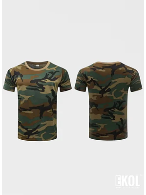Polera Manga Corta 100% Algodón Camuflaje Militar