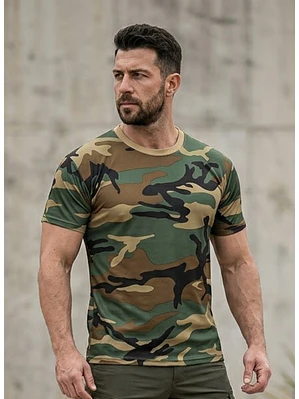 Polera Manga Corta 100% Algodón Camuflaje Militar