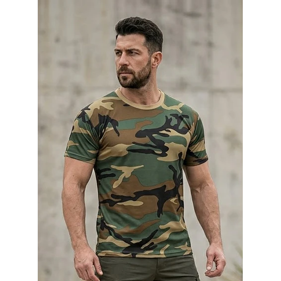 Polera Manga Corta 100% Algodón Camuflaje Militar 1