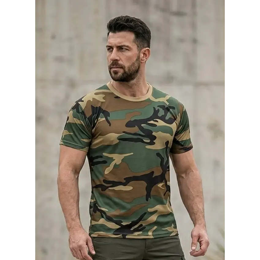 Polera Manga Corta 100% Algodón Camuflaje Militar 1