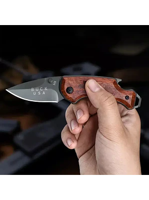 Navaja Corta Pluma Mini Táctico Madera 