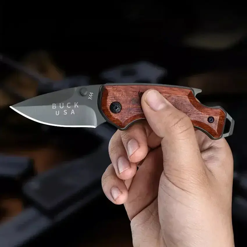 Navaja Corta Pluma Mini Táctico Madera  2