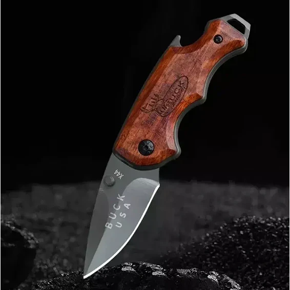 Navaja Corta Pluma Mini Táctico Madera  3