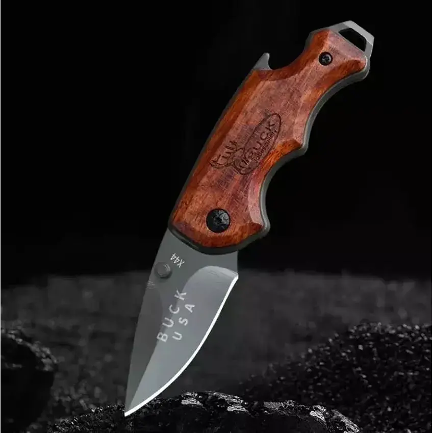 Navaja Corta Pluma Mini Táctico Madera  3