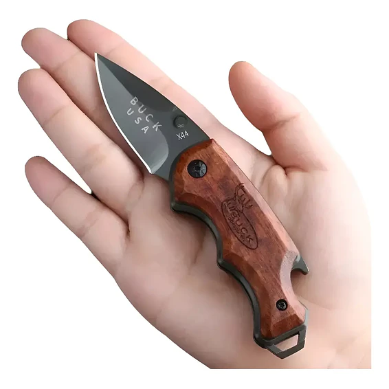 Navaja Corta Pluma Mini Táctico Madera  5