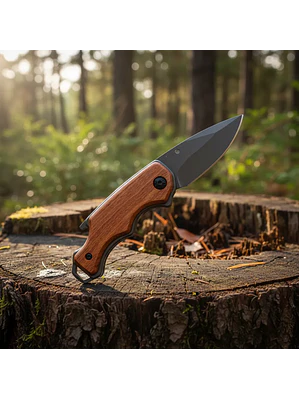Navaja Corta Pluma Mini Táctico Madera 