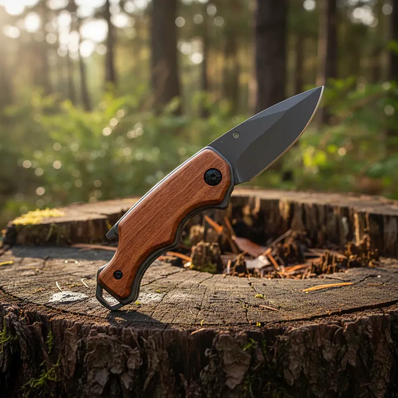 Navaja Corta Pluma Mini Táctico Madera  1