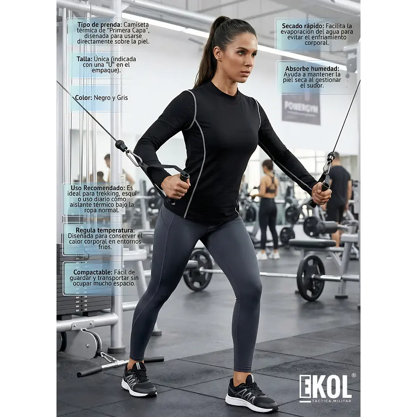 Camiseta Térmica Primera Capa Mujer Invierno Talla Única 11
