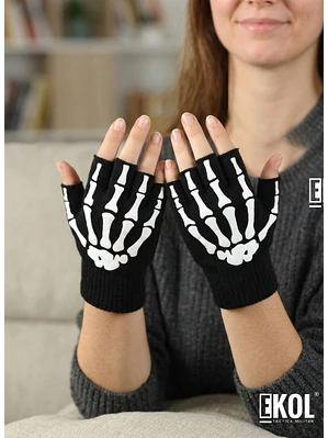 Guantes Manga Calavera Sin Dedos Bicicleta Moto Unisex