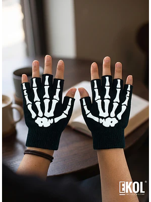 Pack 12 Guantes De Lana Diseño Calavera Sin Dedos Bicicleta Moto Unisex