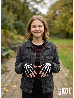 Pack 12 Guantes De Lana Diseño Calavera Sin Dedos Bicicleta Moto Unisex