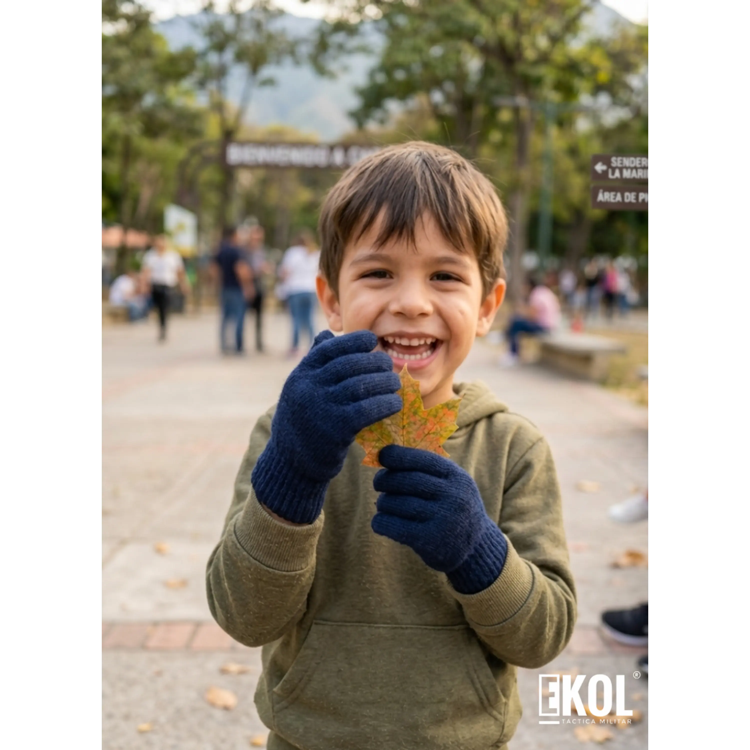 Guante De Lana Térmico Para Niños Gloves Azul Marino 5