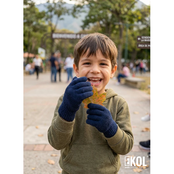 Guante De Lana Térmico Para Niños Gloves Azul Marino 5