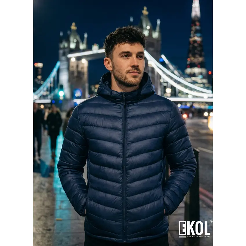 Chaqueta Parka Térmica Azul Comodidad y Calce Perfecto 1
