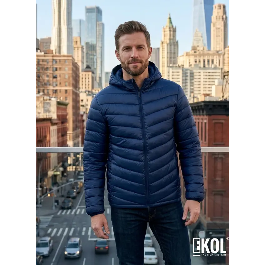 Chaqueta Parka Térmica Azul Comodidad y Calce Perfecto 6
