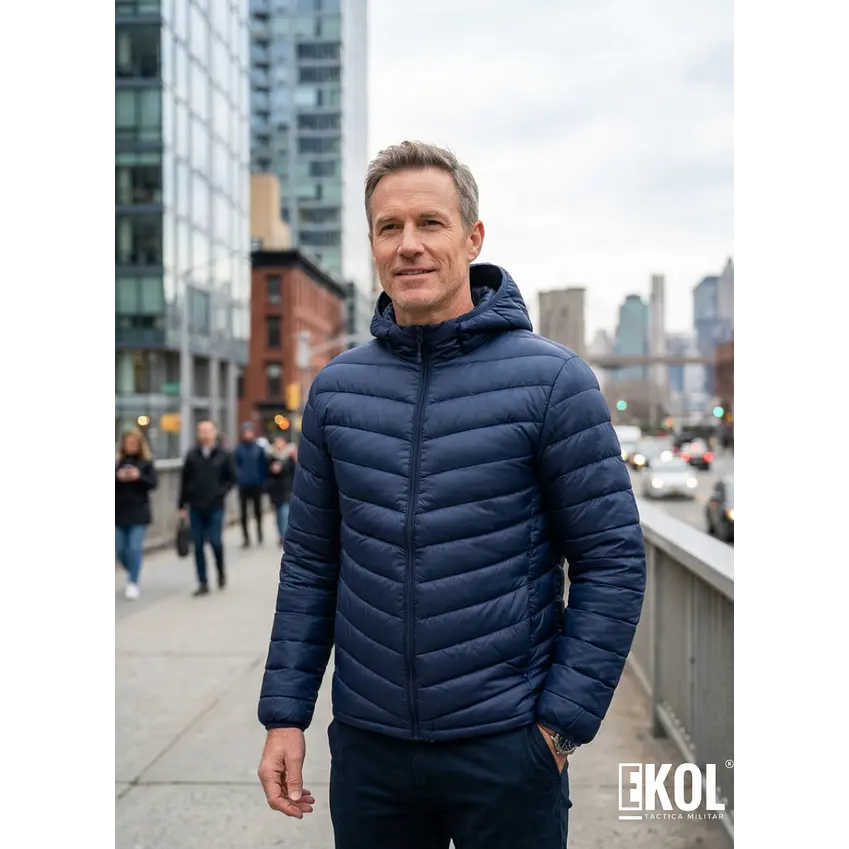 Chaqueta Parka Térmica Azul Comodidad y Calce Perfecto 8