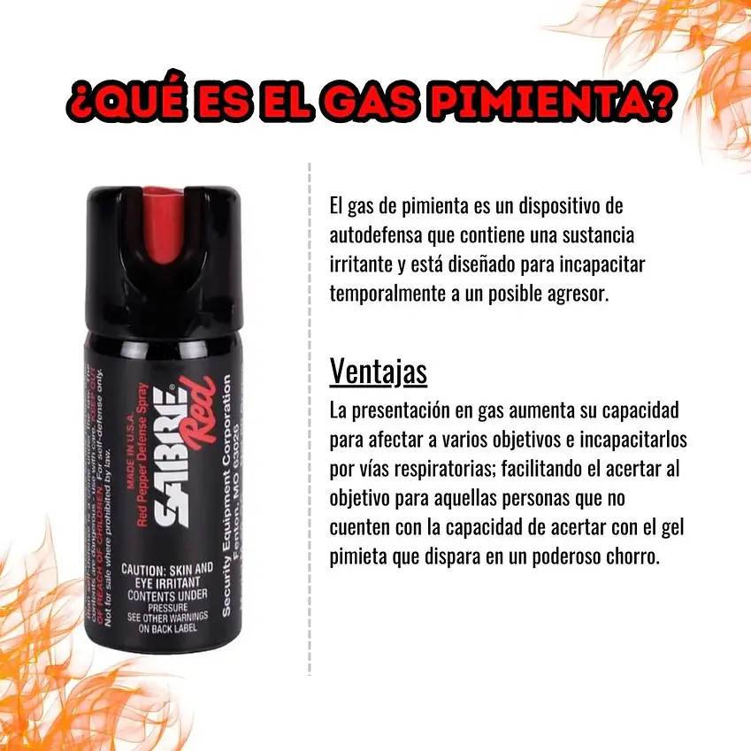 Gas Pimienta SABRE RED 45g Made in USA | Defensa Personal Profesional  3