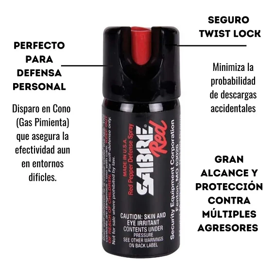 Gas Pimienta SABRE RED 45g Made in USA | Defensa Personal Profesional  4