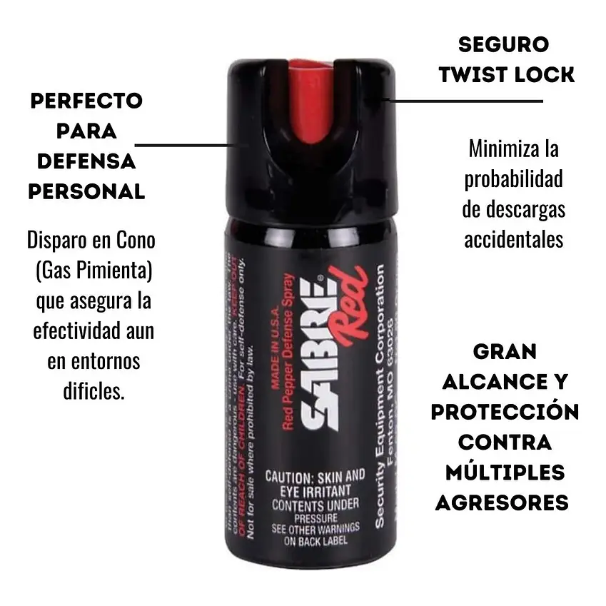 Gas Pimienta SABRE RED 45g Made in USA | Defensa Personal Profesional  4