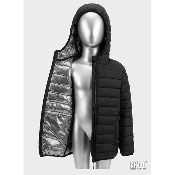 Chaqueta Puffer Para Niños Con Forro Térmico Reflectante Y Capucha Negra 2