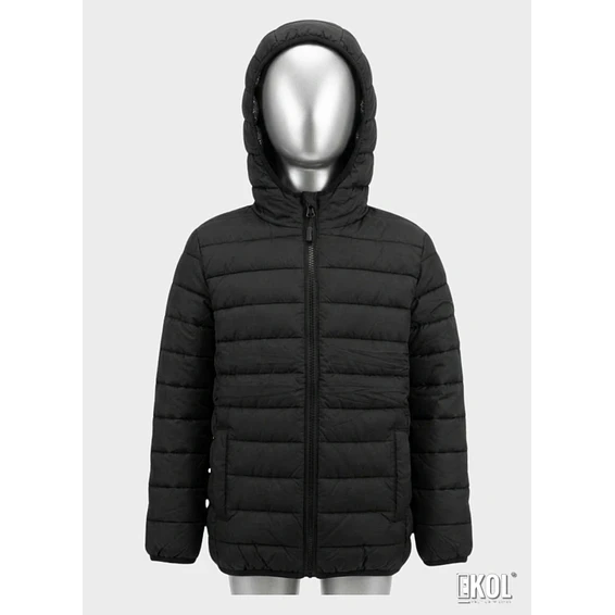 Chaqueta Puffer Para Niños Con Forro Térmico Reflectante Y Capucha Negra 3