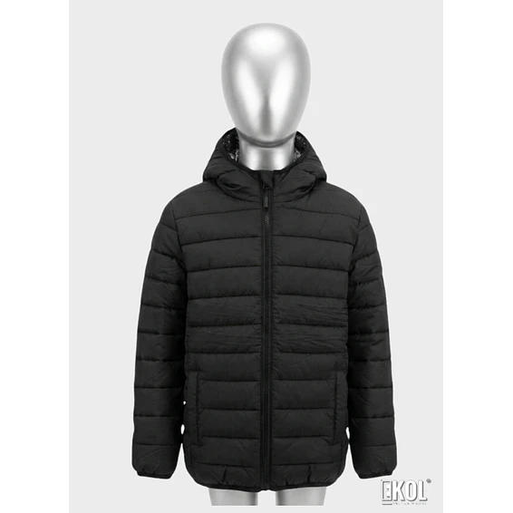 Chaqueta Puffer Para Niños Con Forro Térmico Reflectante Y Capucha Negra 4