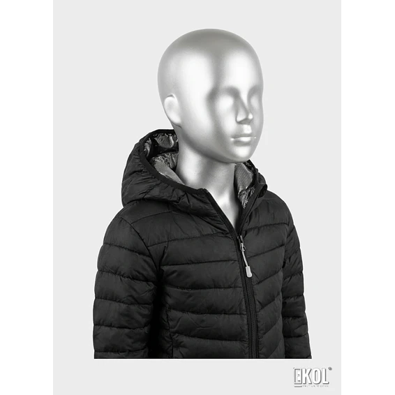 Chaqueta Puffer Para Niños Con Forro Térmico Reflectante Y Capucha Negra 5