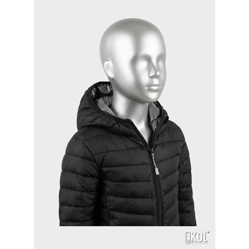 Chaqueta Puffer Para Niños Con Forro Térmico Reflectante Y Capucha Negra 5