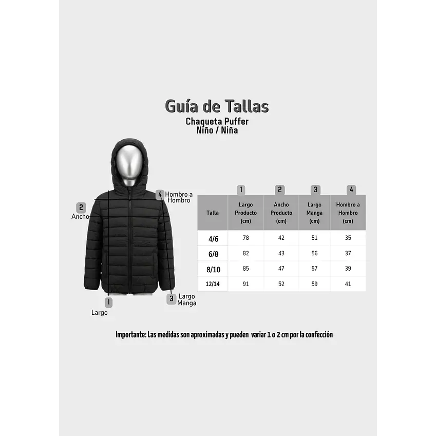 Chaqueta Puffer Para Niños Con Forro Térmico Reflectante Y Capucha Negra 7