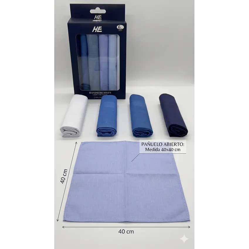 Pañuelos Para Hombre, 100% Algodón 6 Und 40x40 Premium 4
