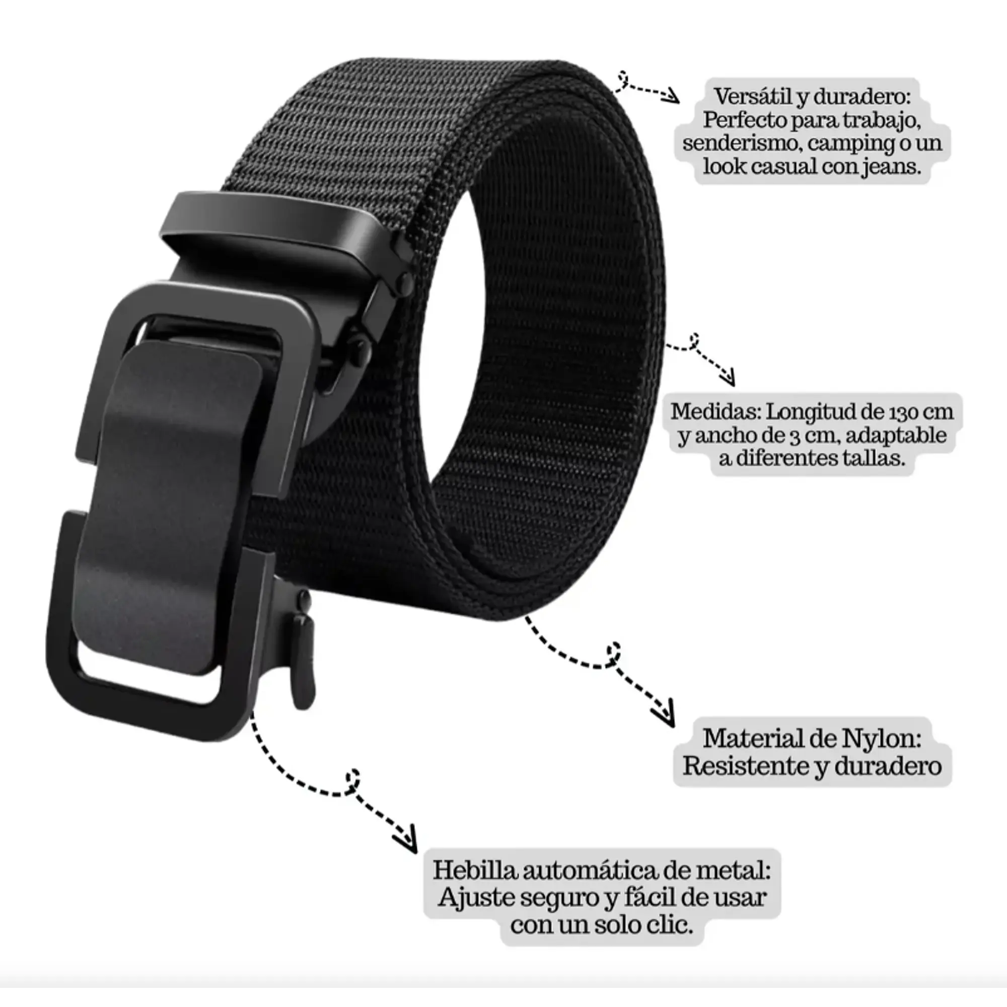 Cinturón Táctico De Nylon Con Hebilla Metálica Automática 2