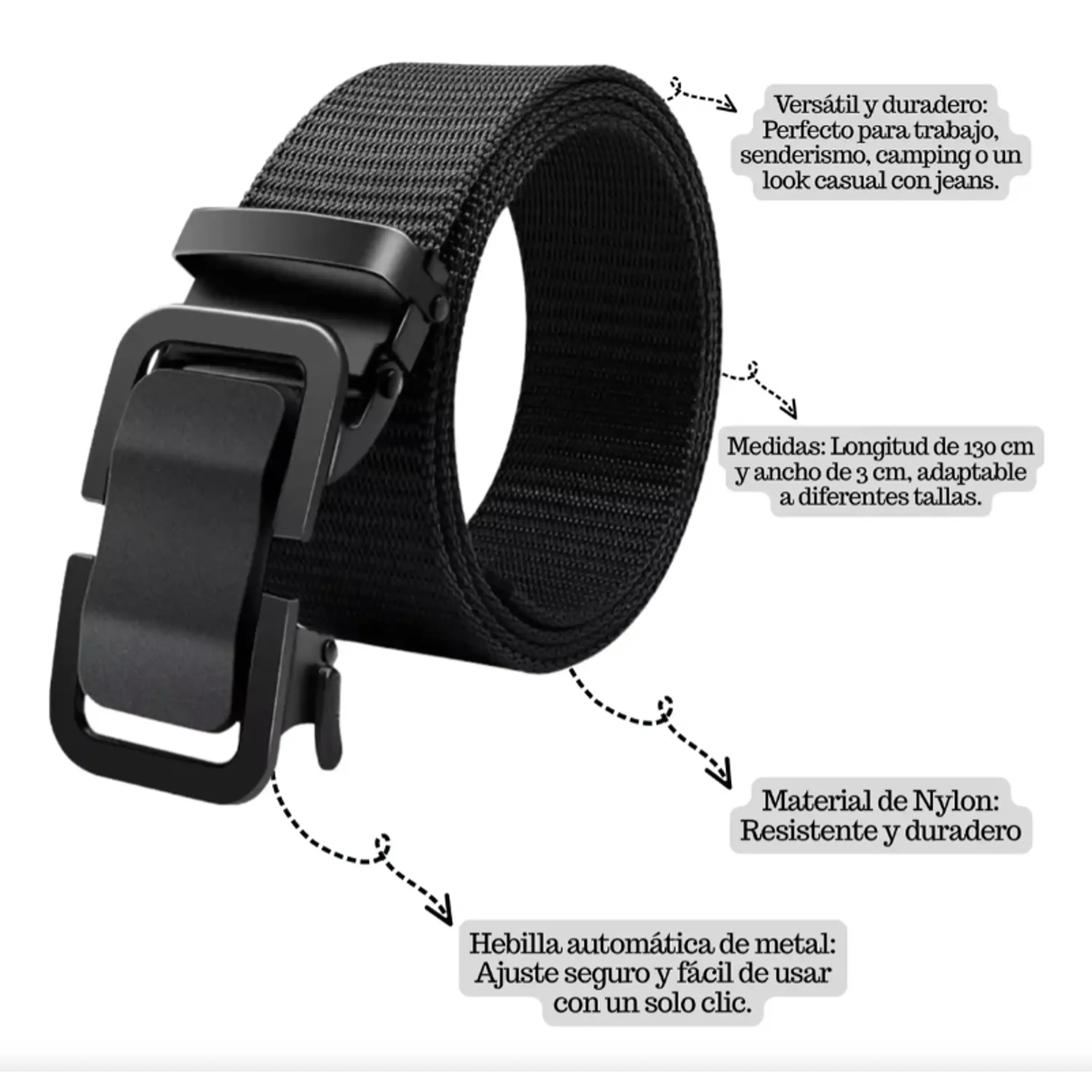 Cinturón Táctico De Nylon Con Hebilla Metálica Automática 2