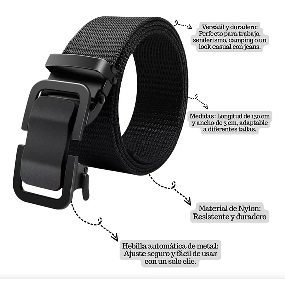 Cinturón Táctico De Nylon Con Hebilla Metálica Automática 3
