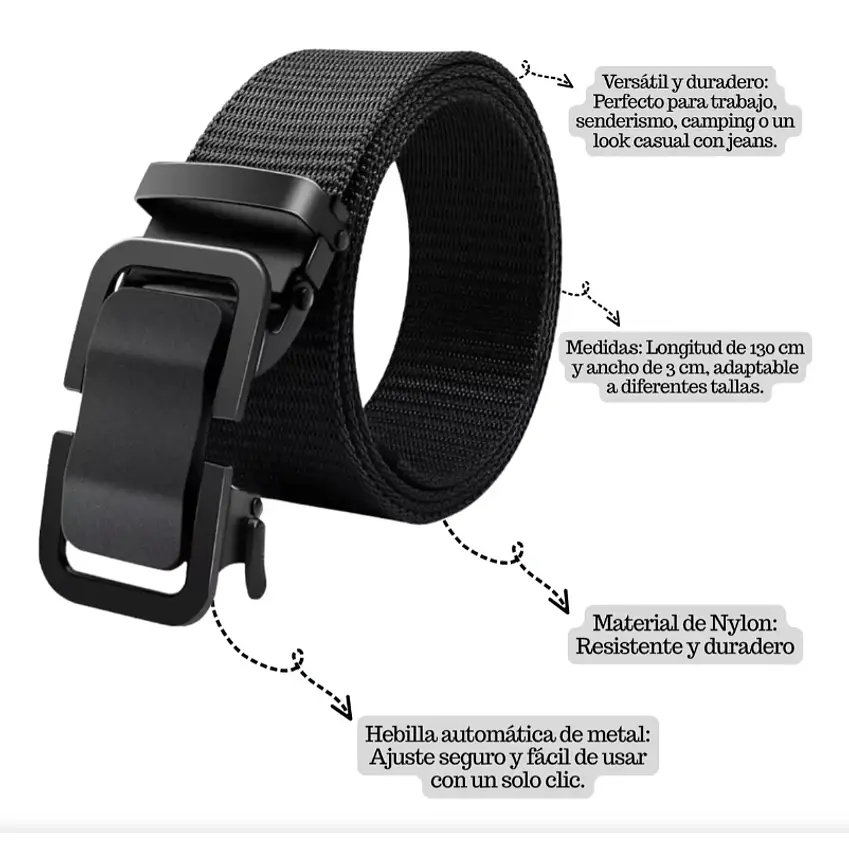 Cinturón Táctico De Nylon Con Hebilla Metálica Automática 3