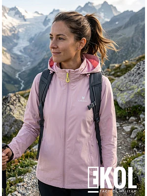 Cortaviento Mujer Caracal Ligero con Capucha Secado Rápido Running Trekking