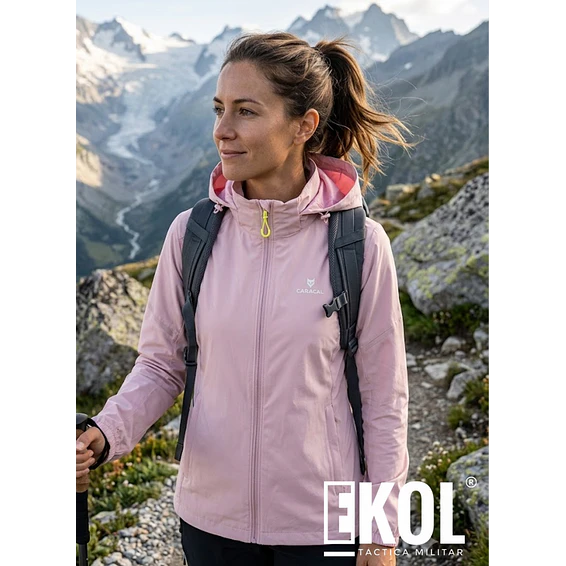 Cortaviento Mujer Caracal Ligero con Capucha Secado Rápido Running Trekking 2