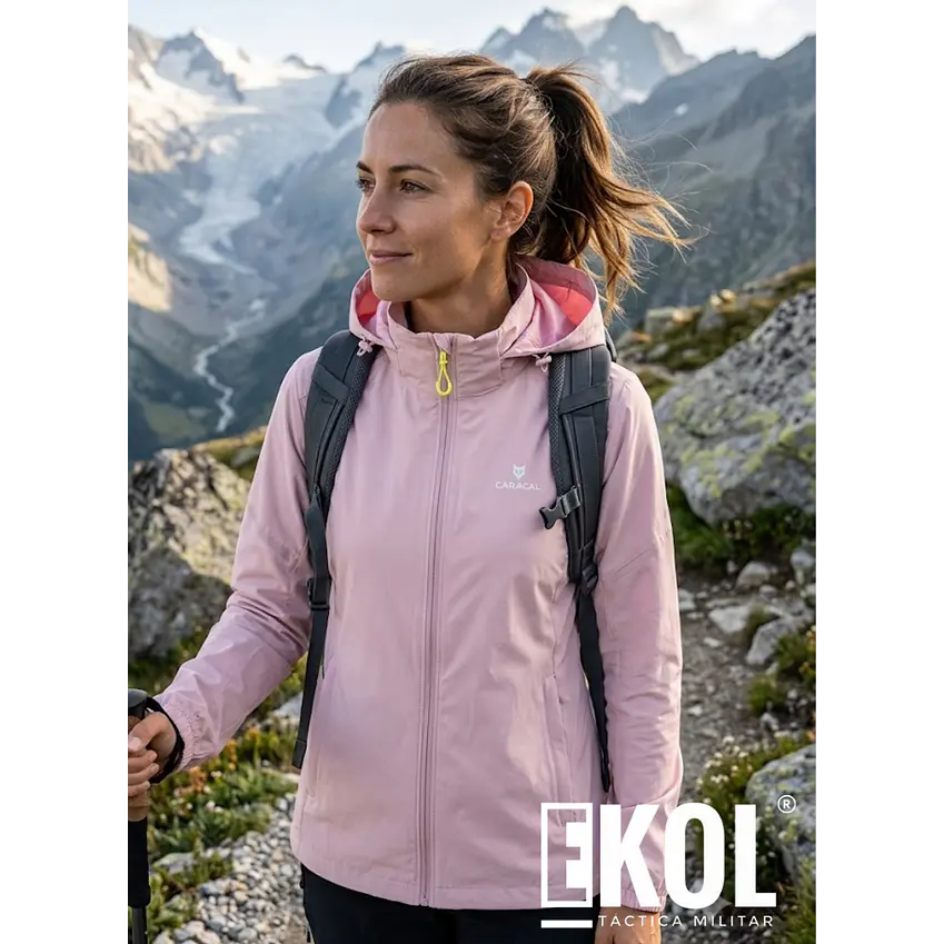 Cortaviento Mujer Caracal Ligero con Capucha Secado Rápido Running Trekking 2