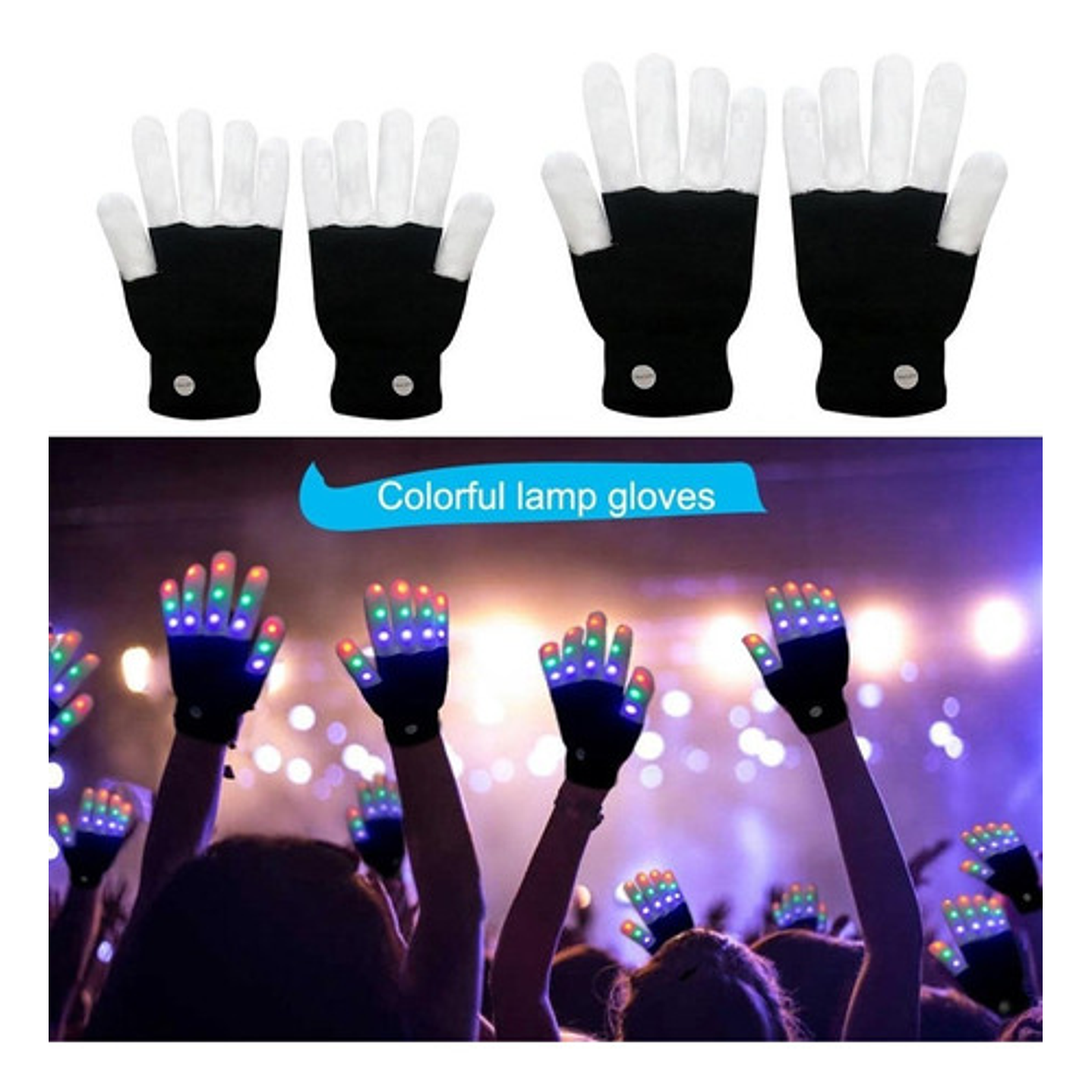 Guantes Led Tik Tok Efecto Luz Dedos Niños Adultos 6