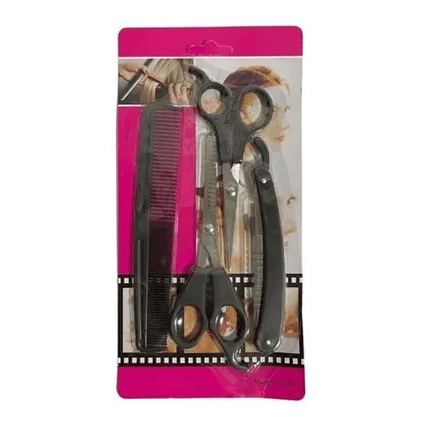 Kit Pocillo + 3 Brochas Pelo + 2 Tijeras + Peine + Gorro 9pc 2