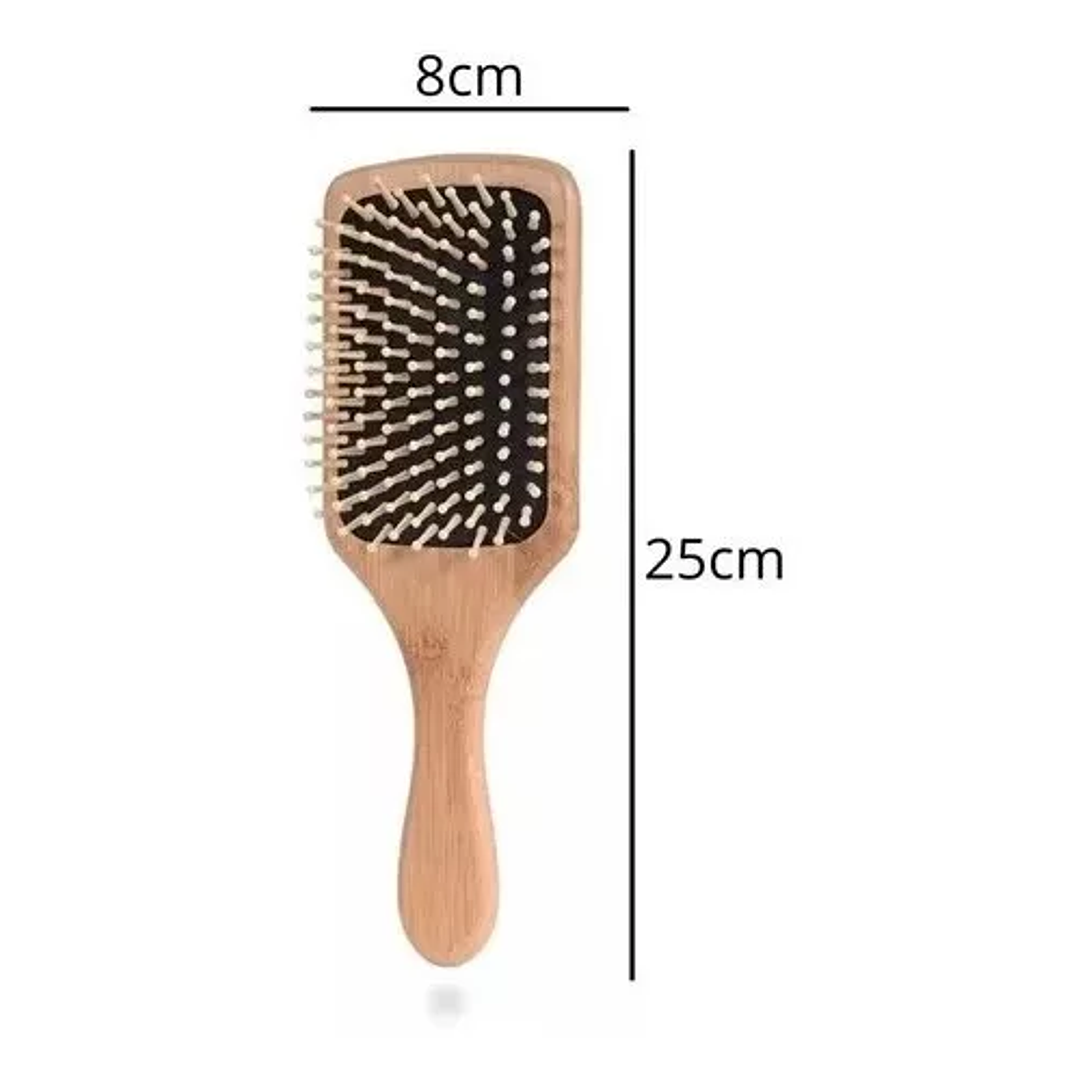 Cepillo Para El Cabello Madera Masaje Antiestático 25cm 2