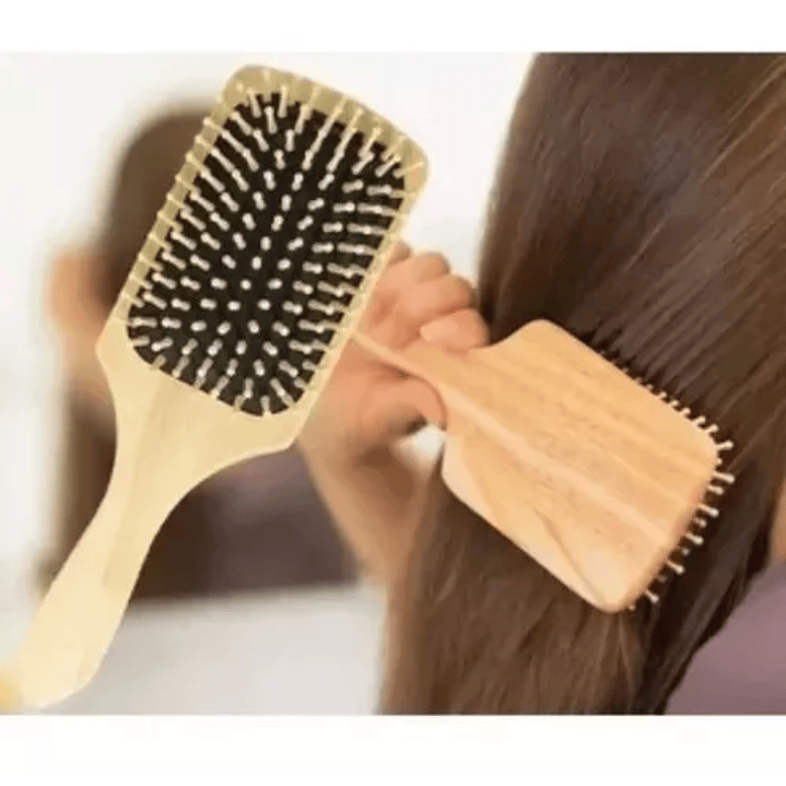 Cepillo Para El Cabello Madera Masaje Antiestático 25cm 3