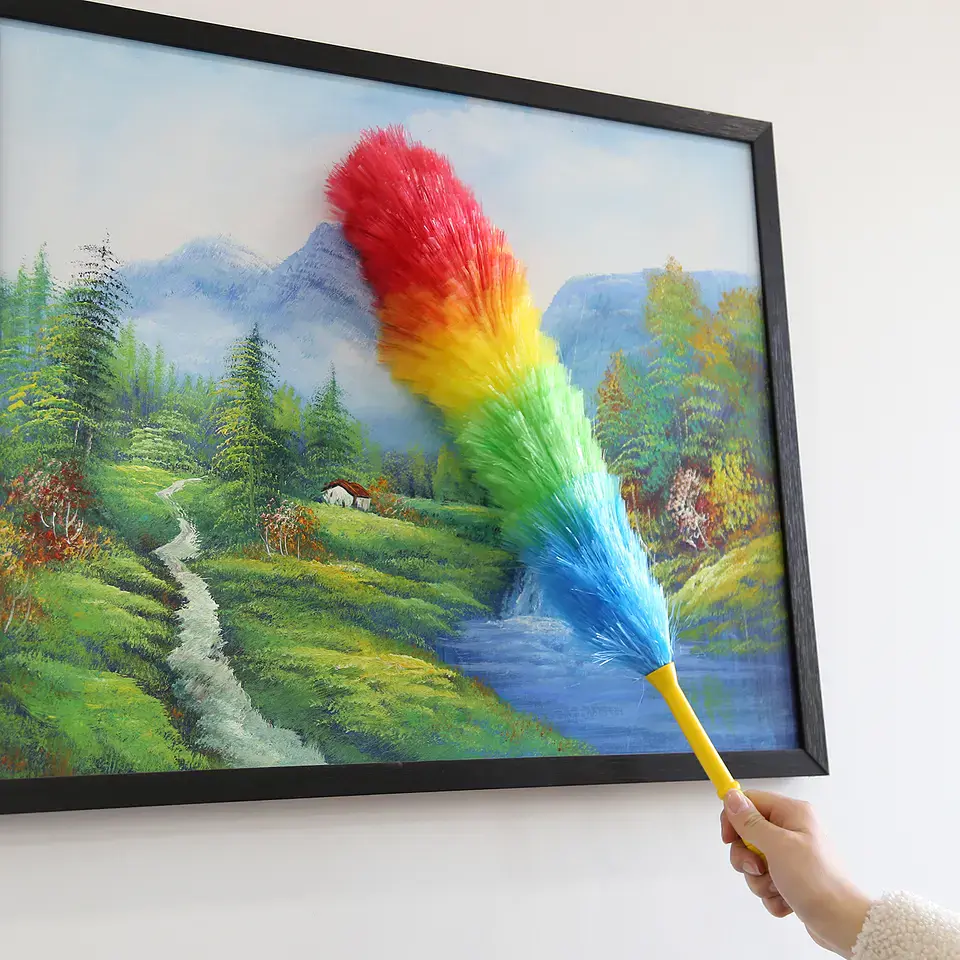 Plumero Arcoiris Para Limpieza Del Hogar Con Mango Soporte 2