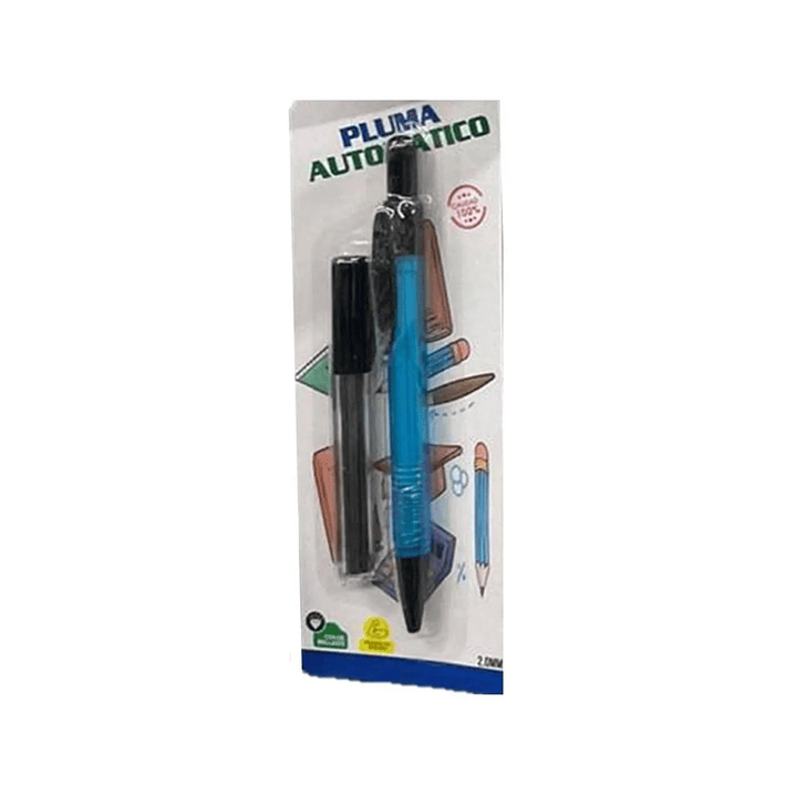 Portamina 2,0 Mm Pluma Automático Color Azul 1uni + Repuesto 2