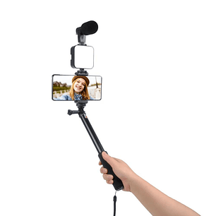 Kit De Vlogging De Vídeo Con Luz Led Trípode Soporte Celular