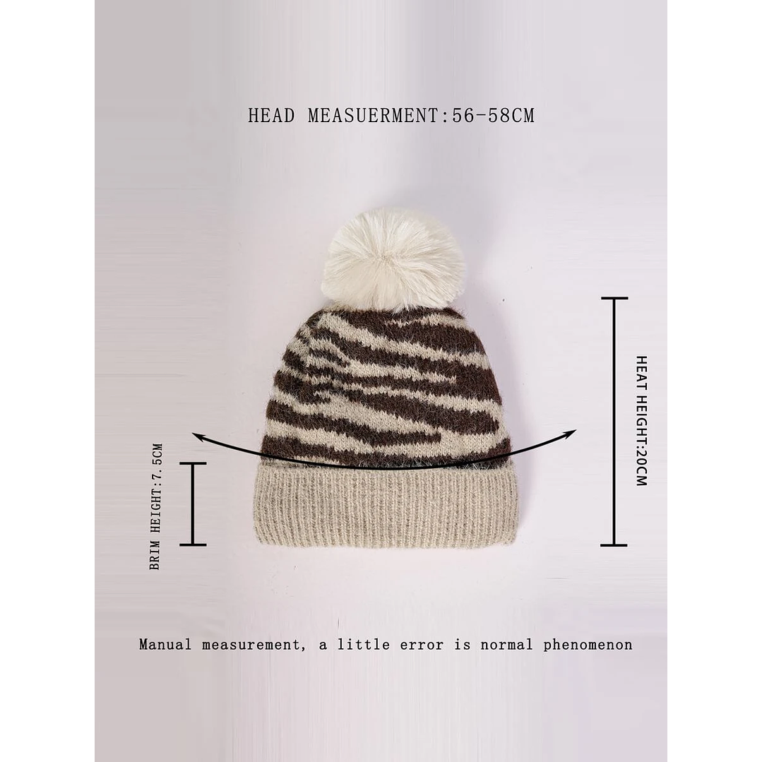 Gorro Beanie De Lana Doble Capa Para Adulto Diseño Cebra 3