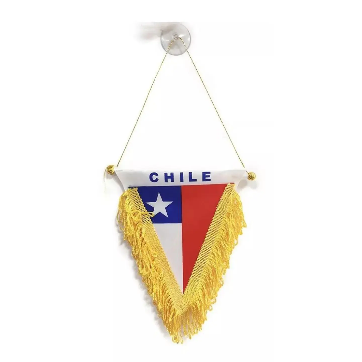 Bandera De Chile Con Flecos Para Auto Fiestas Patrias X1 unidad 1